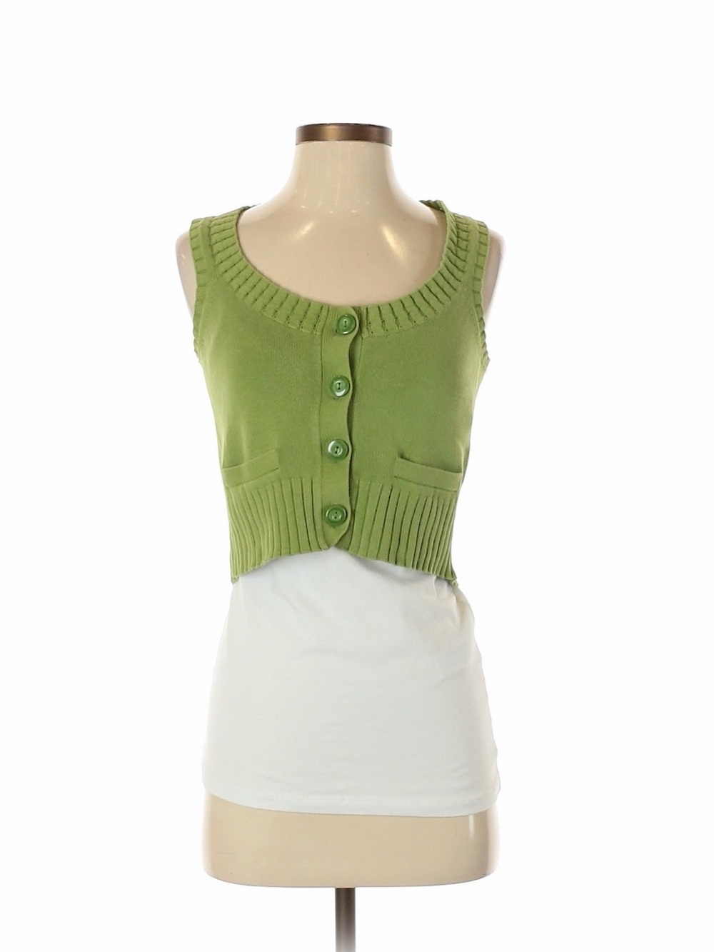 Calvin Klein Lime Green Knit Button Vest